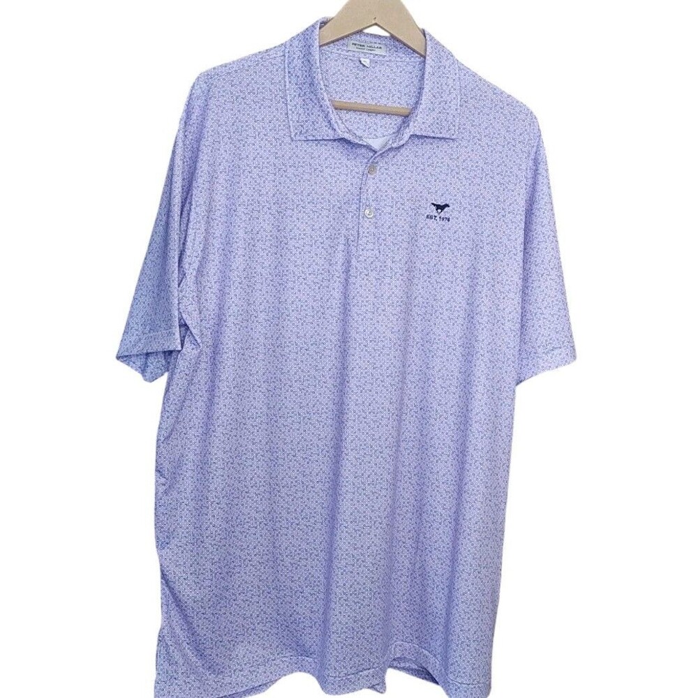 Peter Millar  Summer Comfort Blue & Pink Short Sleeve Golf Polo Size XL UPF 50
